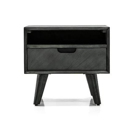 Armen Living Mohave Mid-Century Tundra Gray Acacia Single Drawer Night Stand LCMOLATG